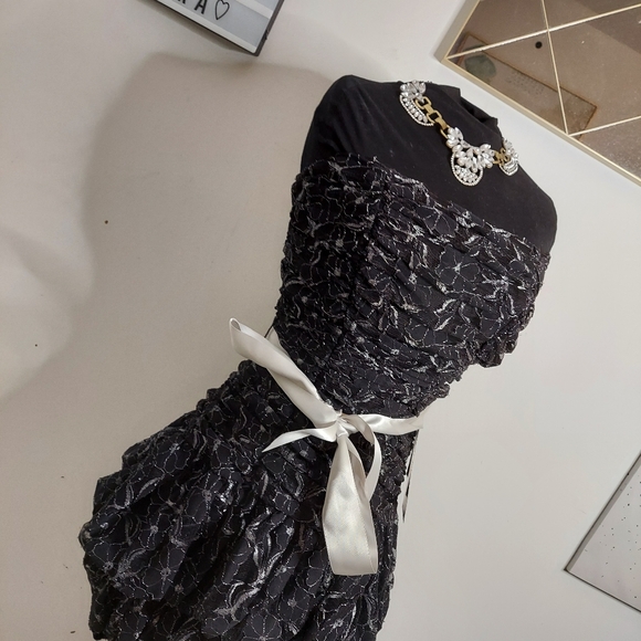 Black ruffle cocktail dress with silver accents - Picture 10 of 10